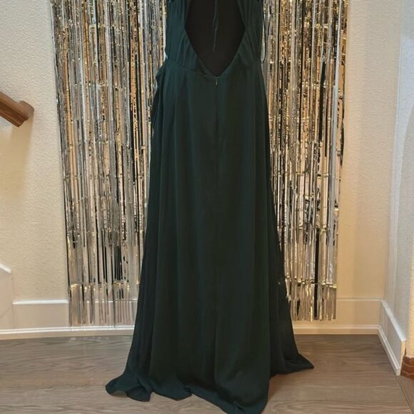 NWT vow'd bridesmaid dress open back chiffon dark green size 16 prom/homecoming - Picture 2 of 5